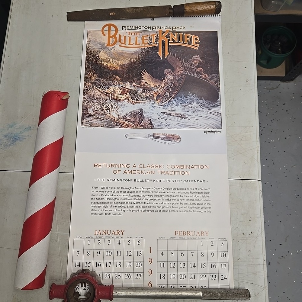 1996‎ Remington Bullet Knife Mini Trapper Calendar 30x20